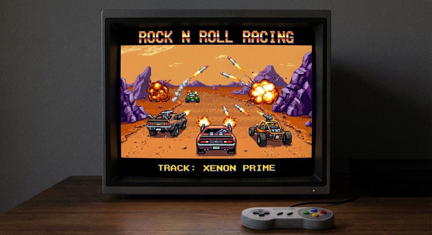 Review: Rock n’\”Roll Racing — Velocidad, armas y rock clásico